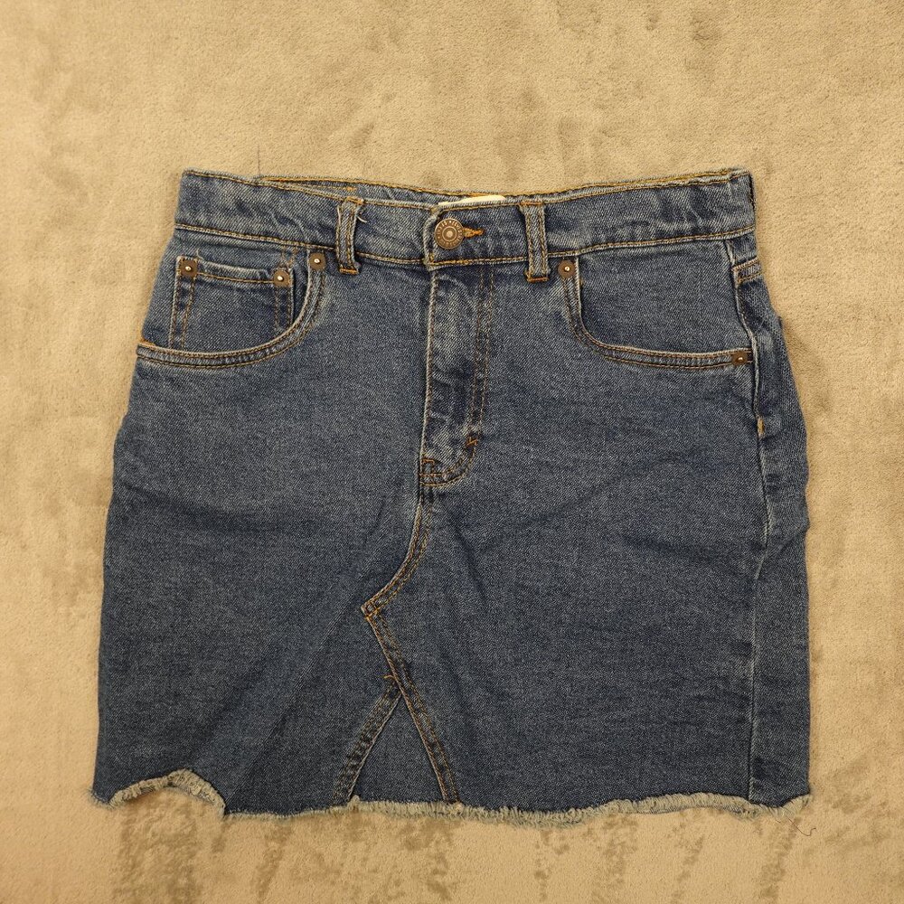 Levi's High Rise denim‎ Skirt girls' 16 blue raw hems